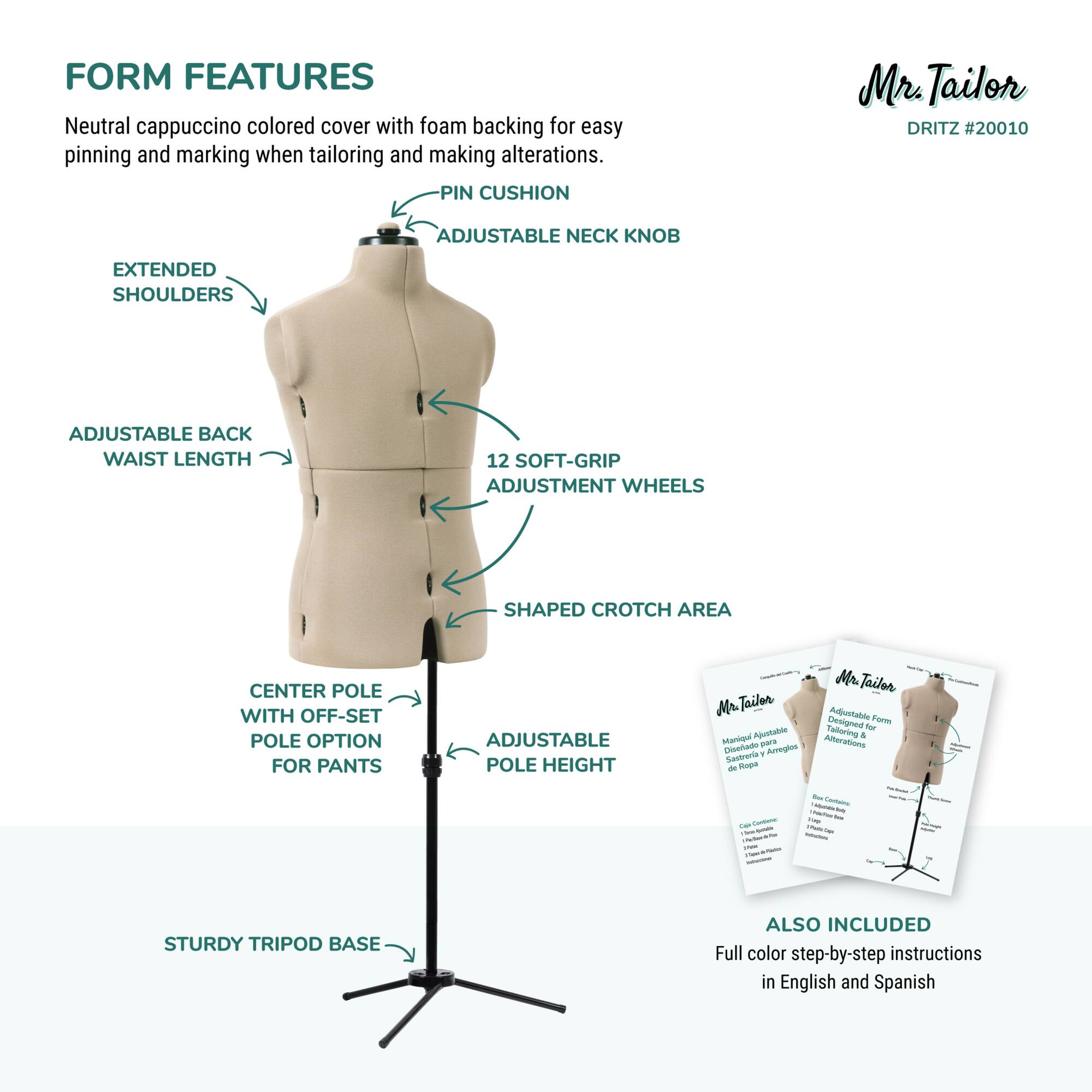Dritz® Mr. Tailor Male Dress Form with Adjustable Tri-Pod Stand